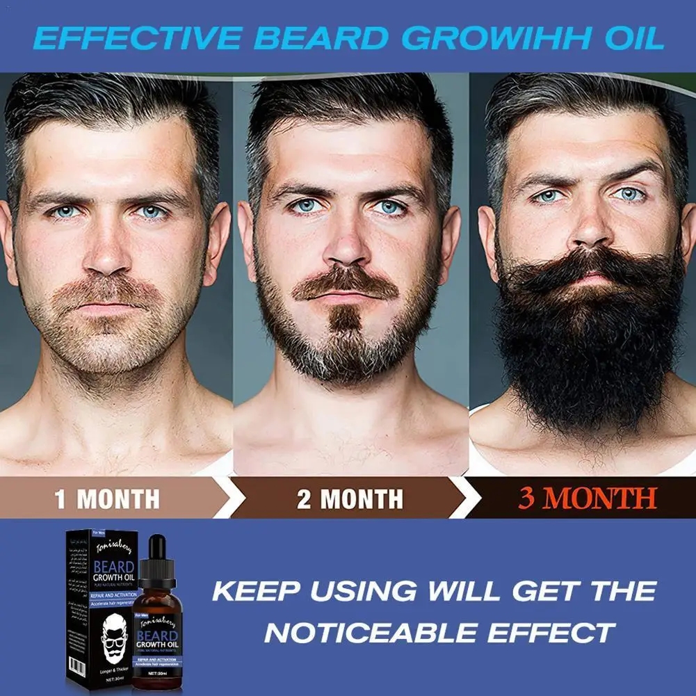 

30ml Beard Oil Natural Hair Growth Anti-flaking Growth Spray Beard Care Beard Beauty Moisturizing Lasting Oil H8D4