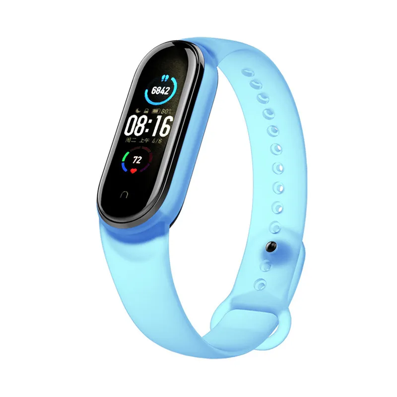 Ремешок силиконовый для Xiaomi Mi Band 5 прозрачный водонепроницаемый браслет Xiomi Sport