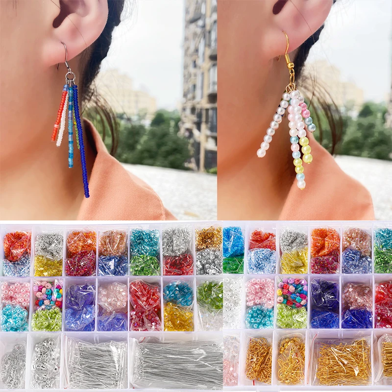 

17500pcs 34colors beads Jewelry Making Supplies Kit popular jewlery making DIY Earrings Making Kit Jewelry Finding Accessories