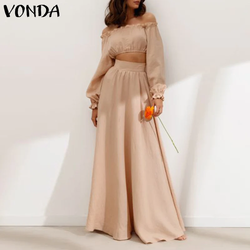 

Юбка VONDA Женская плиссированная, модная вечерняя Макси-юбка, Повседневная Свободная однотонная трапециевидная юбка с завышенной талией