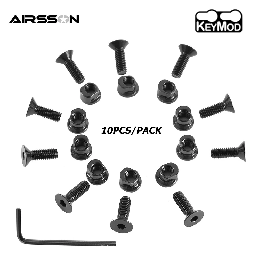 10Pcs/lot Keymod Metal Screw And Nut Replacement Set Key Mod Rail Sections For Airsoft Hunting Keymod Rail Sections Accessories