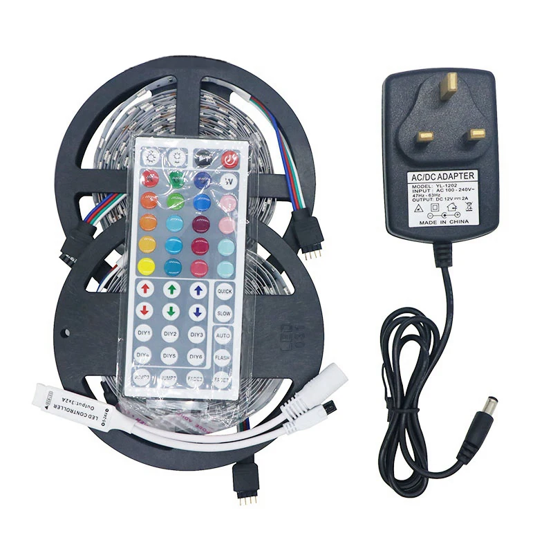 

SZYOUMY SMD RGB светодиодная лента освещения 5050 10 м 5 м 30 светодиодов/м RGB Светодиодная гибкая светильник мини контроллер DC 12 В 2A адаптер полный комплект