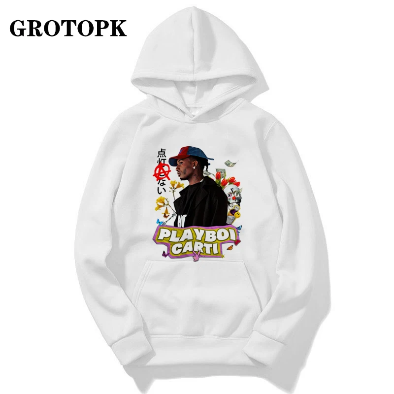 Men Hoodies Vintage Playboi Carti Sweatershirt Women Unisex Pullover Black Red Rap Music Streetwear Tops | Женская одежда