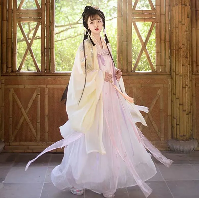 

Women Chinese Traditional Tang Dynasty Princess Clothing Oriental Hanfu Clothing National Chinese Folk Dance Stage Dress DWY2332