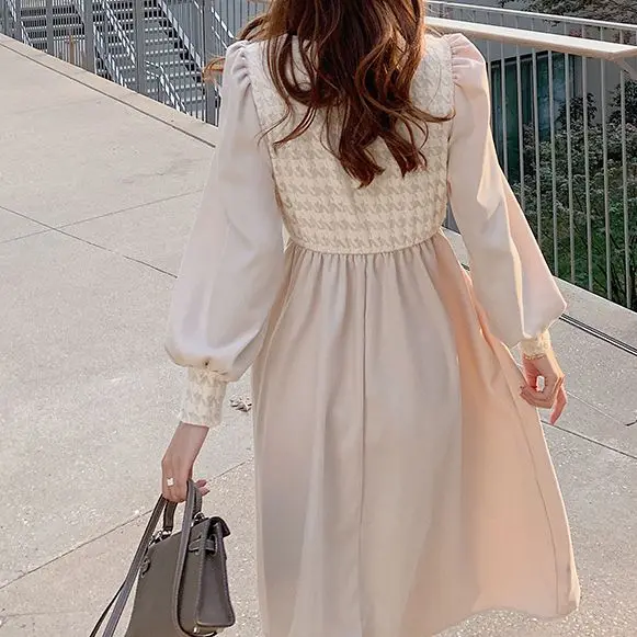 

Korean Fashion Knitted Stitching Corduroy Long Skirt Summer Elegant Casual All-Match Sexy V-Neck Dress 2021 Women'S Clothing Y2k
