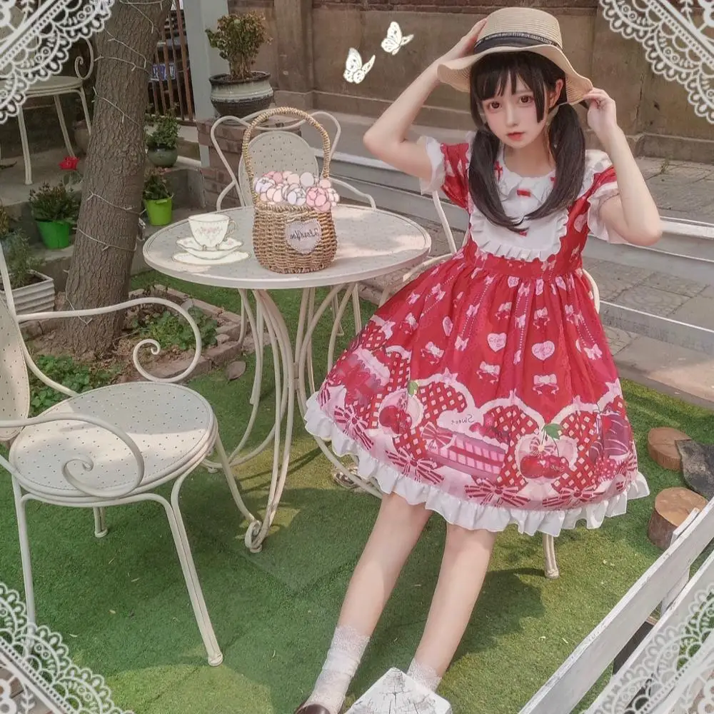 

Милое Платье в стиле "Лолита", женские платья для послеобеденного чая и вечеринки, милое мягкое платье принцессы с бантом для девочек, платья...