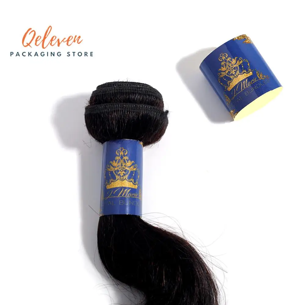 Пользовательский логотип человеческие натуральные волосы пучки парики наклейки