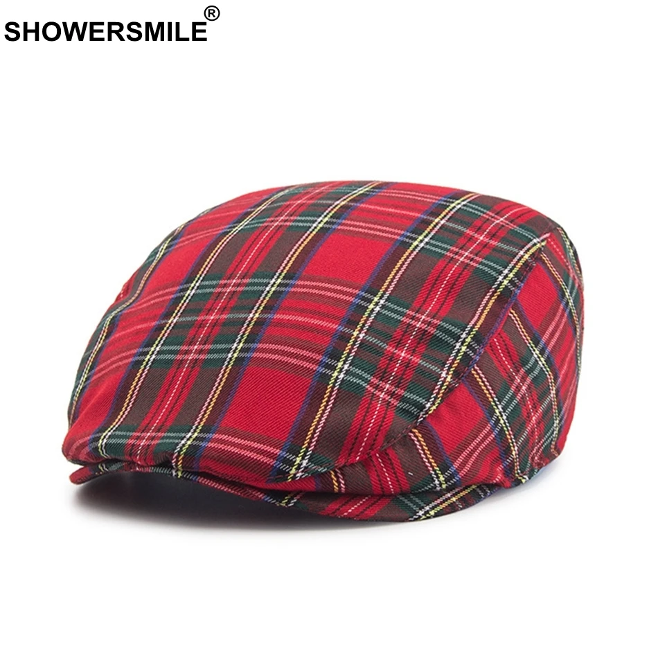 Берет SHOWERSMILE в клетку для мужчин и женщин плоский берет британском стиле