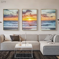 modern seascape sunrise sunset photography art canvas painting poster and print wall art picture for living room home decoration