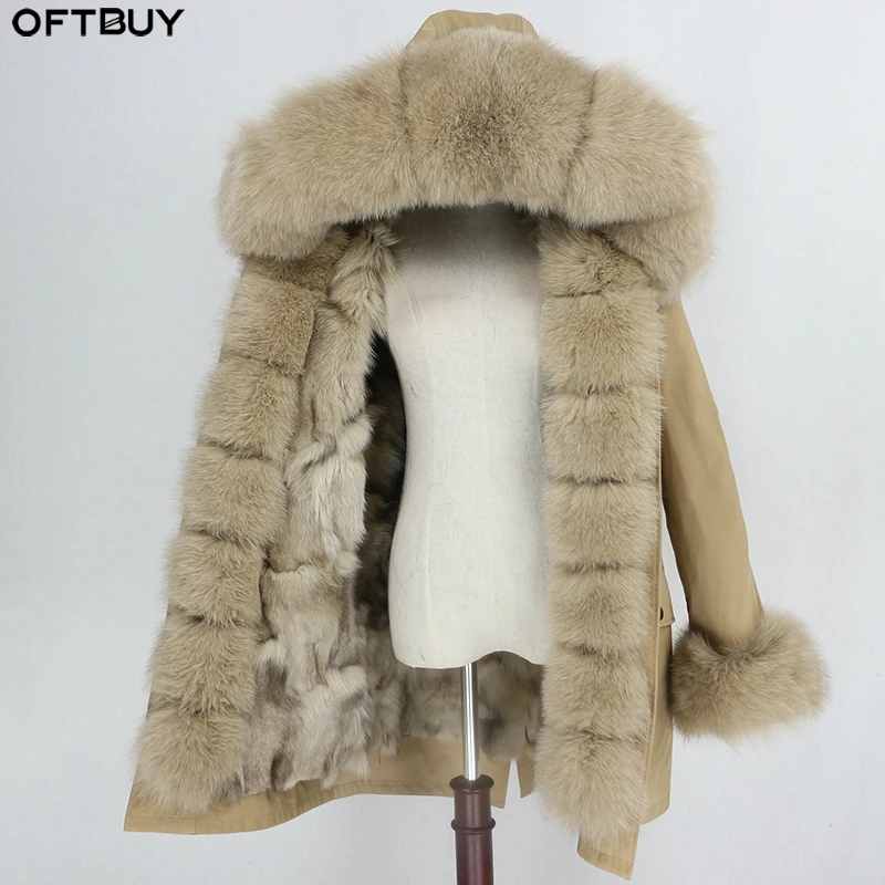 OFTBUY Waterproof Parka Winter Jacket Women Real Fur Coat Fox Fur Collar Hood Fox Fur Liner Warm Streetwear Detachable New