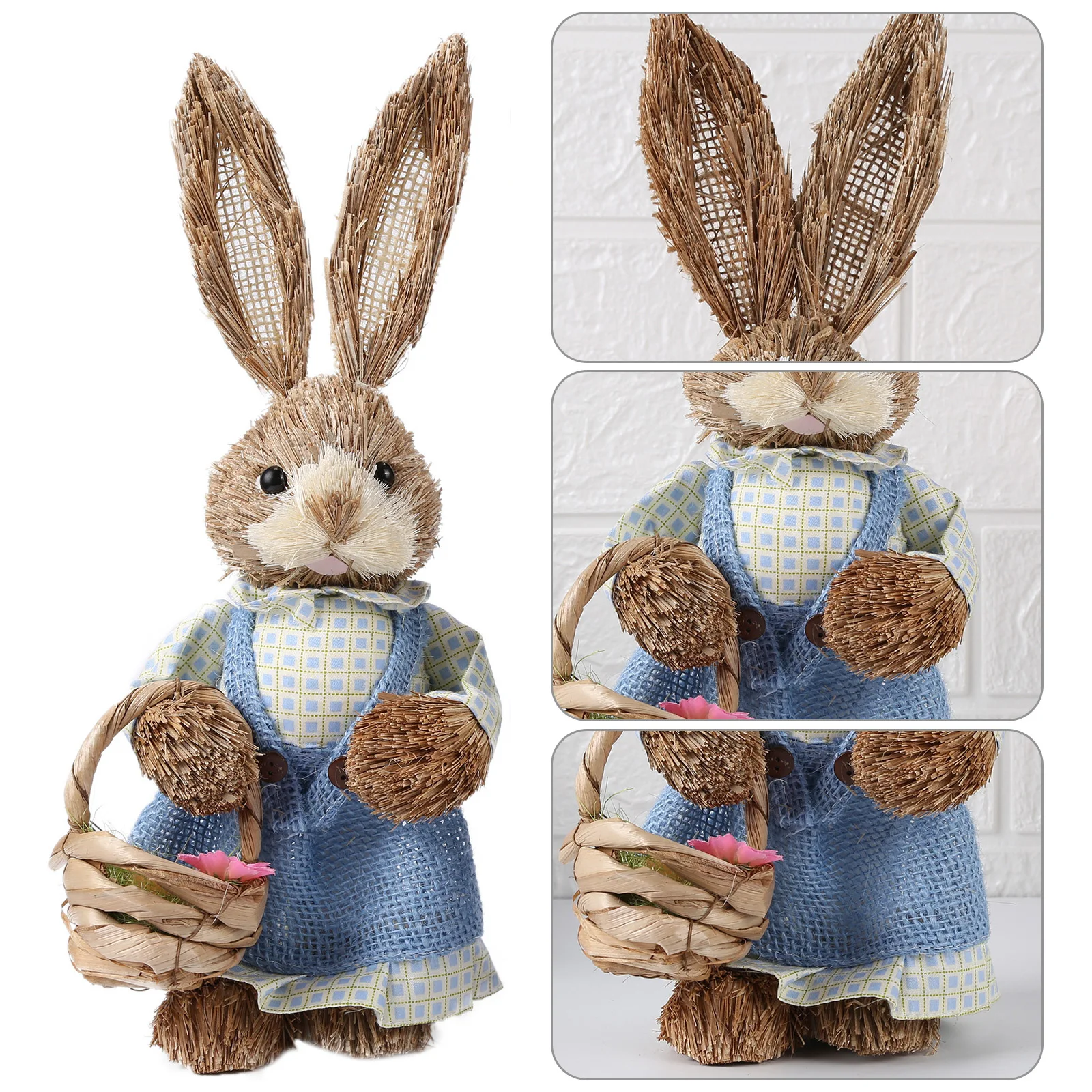 

2Pcs/set 6 Styles Cute Straw Rabbit Bunny Easter Decorations Holiday Home Garden Wedding Ornament Photo Props Crafts