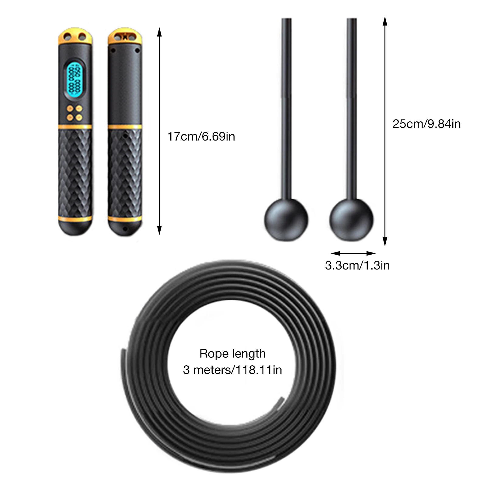 

2-in-1 Skipping Rope intelligent Cordless Rope Skipping Digital Counter Non-slip Handle Speed Rope for Gym sports Fitness