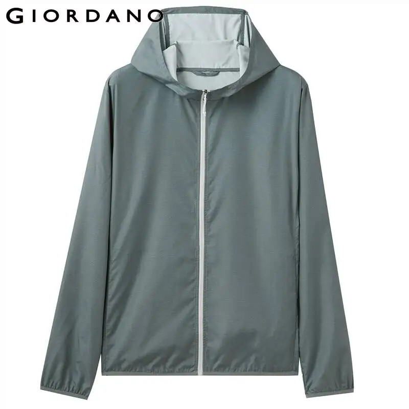 Мужская куртка Giordano легкая с капюшоном и карманами защитой от ультрафиолета UPF 50 +