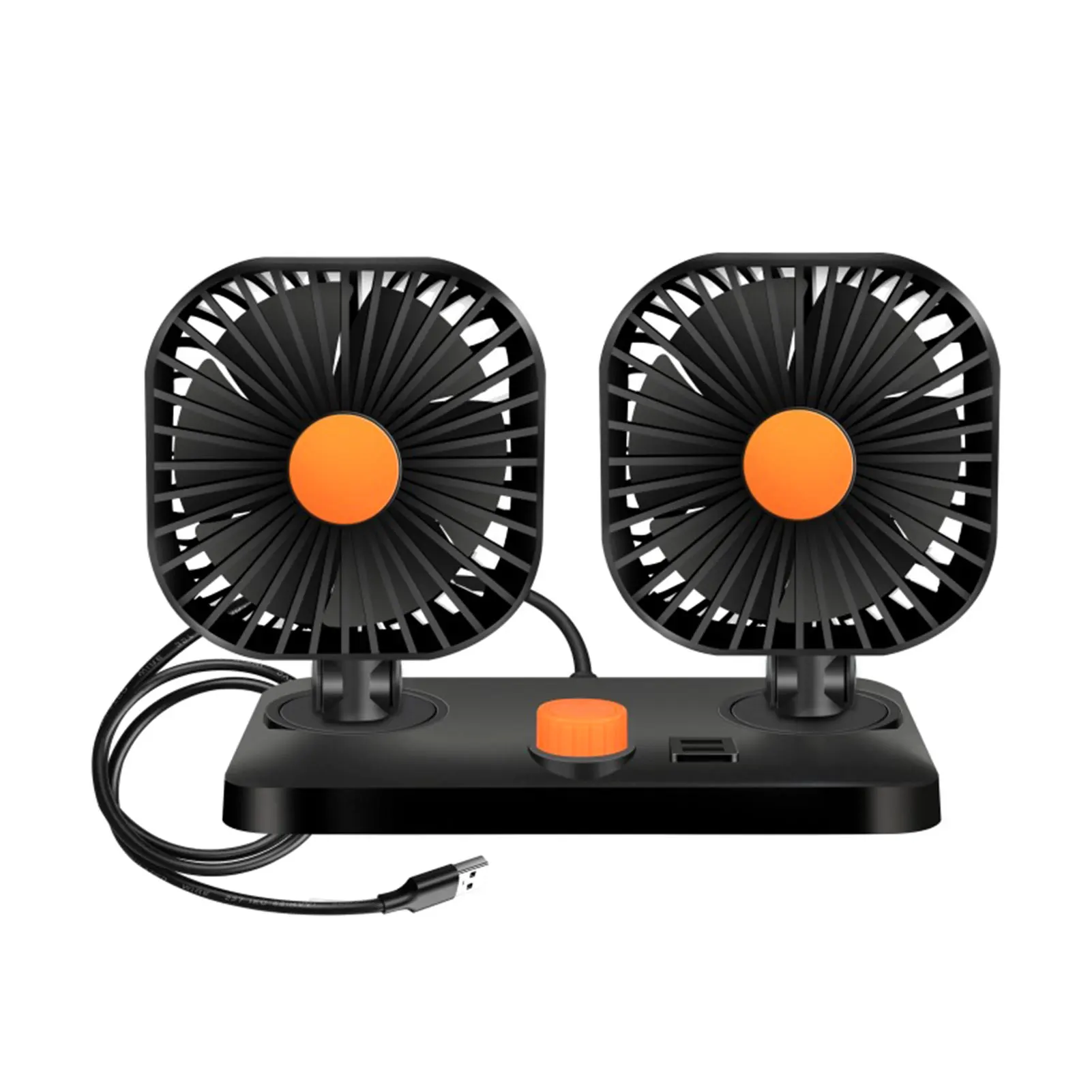 

USB Car Fan 360 Degrees Rotatable Dual Head Fan Mini Car Fan For Truck RV Adjustable Car Dashboard Cooling Air USB Everybody