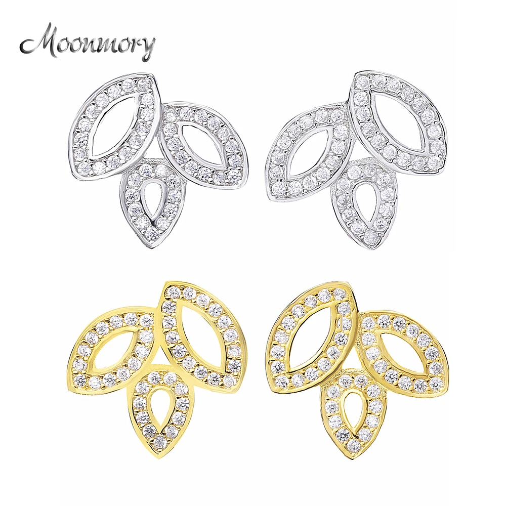 Moonmory рождественский подарок серебро 925 пробы три листья серьги гвоздики для