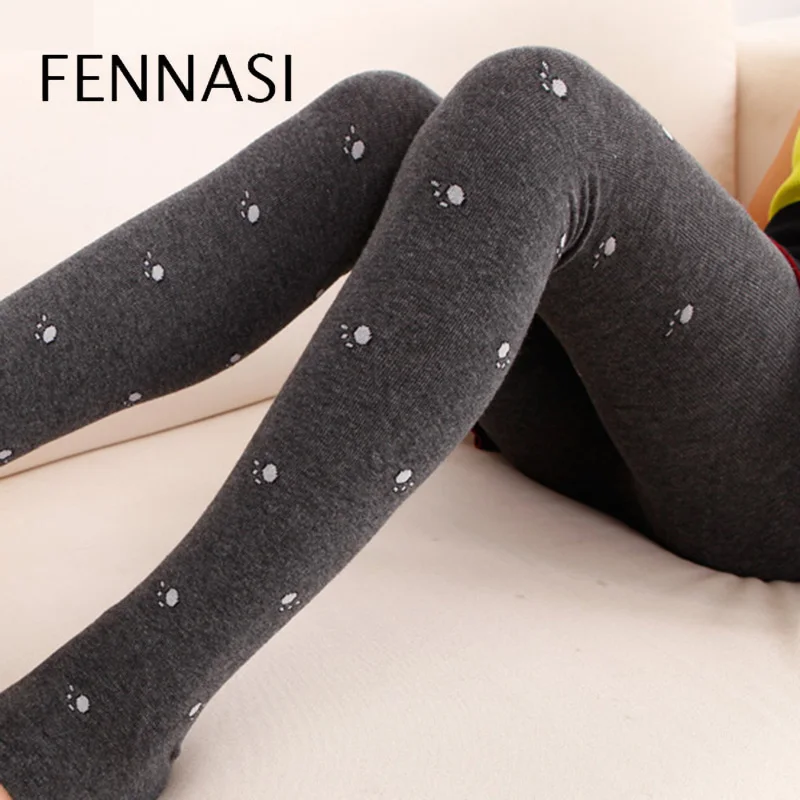 FENNASI зимние теплые сексуальные женские колготки Harajuku Колготки с принтом Черные