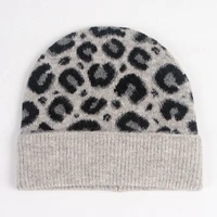 women hat winter beanie knit brim warm leopard skiing outdoor accessory for young lady