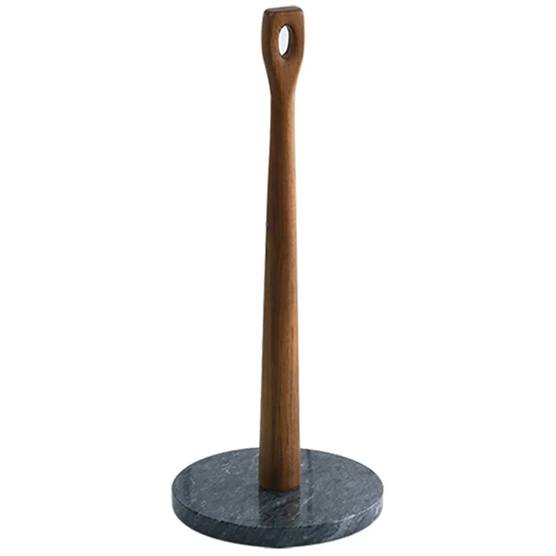 

Marble Base Paper Towel Holder Towel Dispenser Marble and Acacia 14.5 Inches Tall