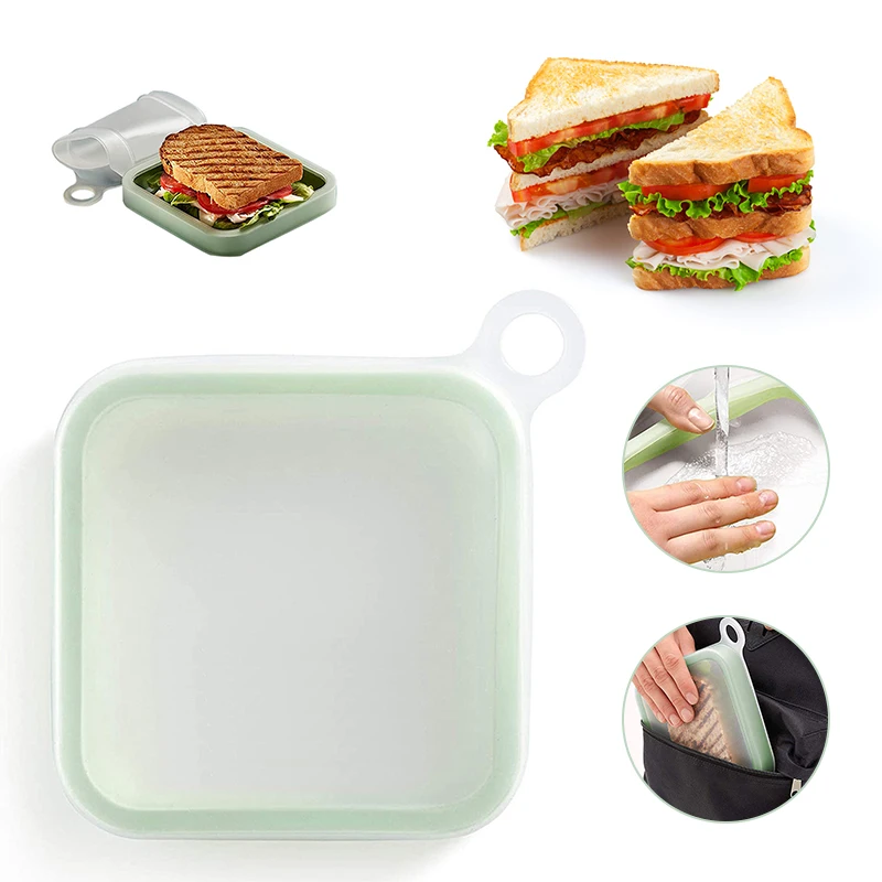 Многоразовый силиконовый сэндвич-бокс Bento коробка для ланча улицы офисный