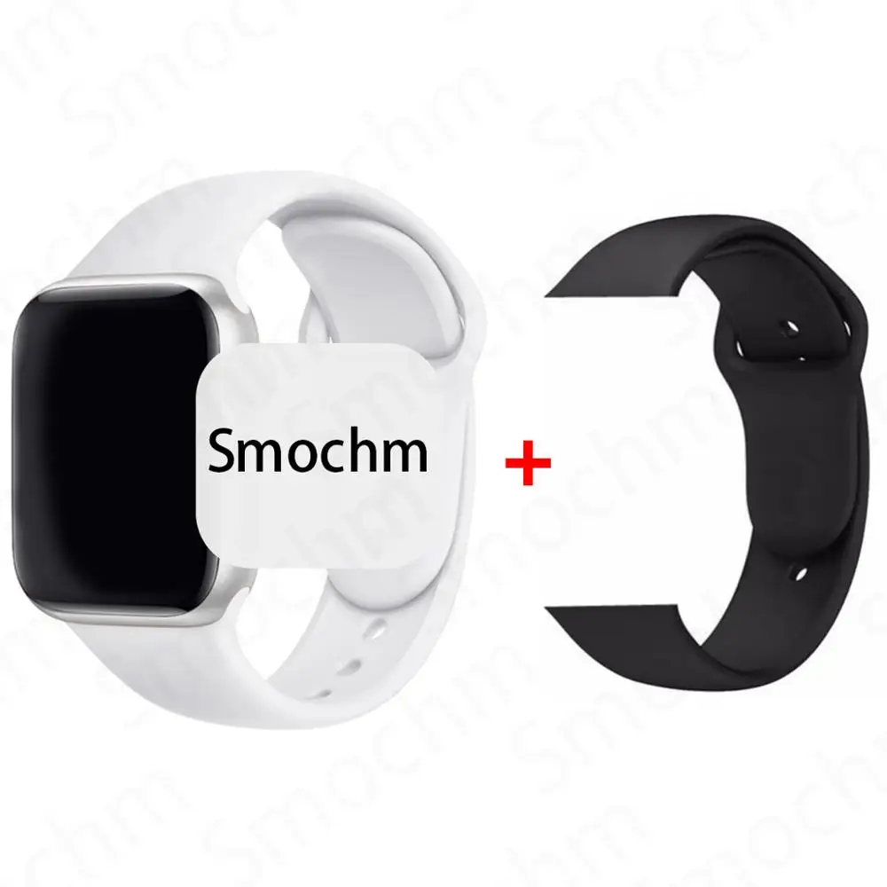 Smochm IWO 8 Plus DIY новые умные часы Bluetooth 1:1 Series 4 Беспроводное зарядное устройство MTK2502 обновлено для Apple Watch iPhone Android - Цвет: Silver and BlackSili