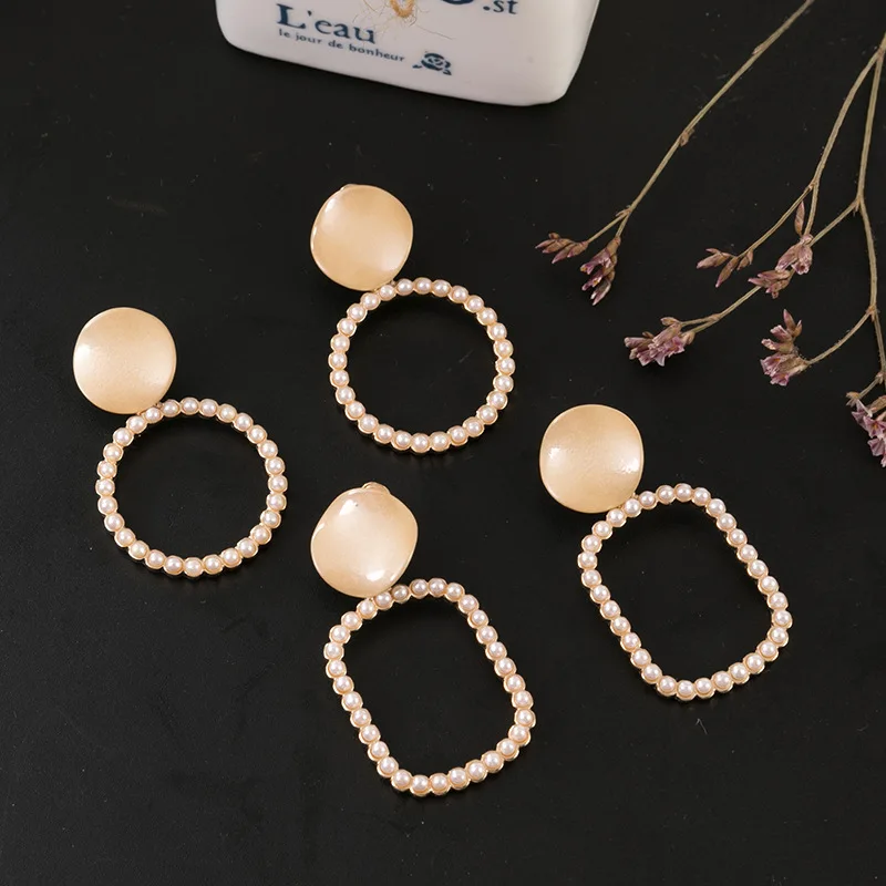 В стиле Джокер Модные металический текстура жемчужные серьги Лидер продаж