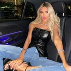 Dulzuraженские майки из искусственной кожи, на пуговицах, в стиле пэчворк, обтягивающие, сексуальные, вечерние, Клубные, 2021, осенне-зимние топы