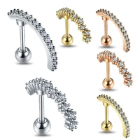 1pc crystal cz helix earrings studs ear piercing 316l surgical steel cartilage earring 16g tragus conch piercings for women punk