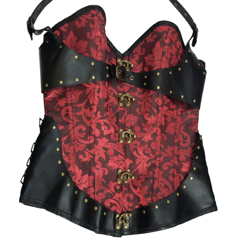 Beonlema Steampunk Corset Red Gothic Clothing Sexy Bustiers Brown Vintage Female Bodice Overbust Tops Corsage Party Costume | Женская