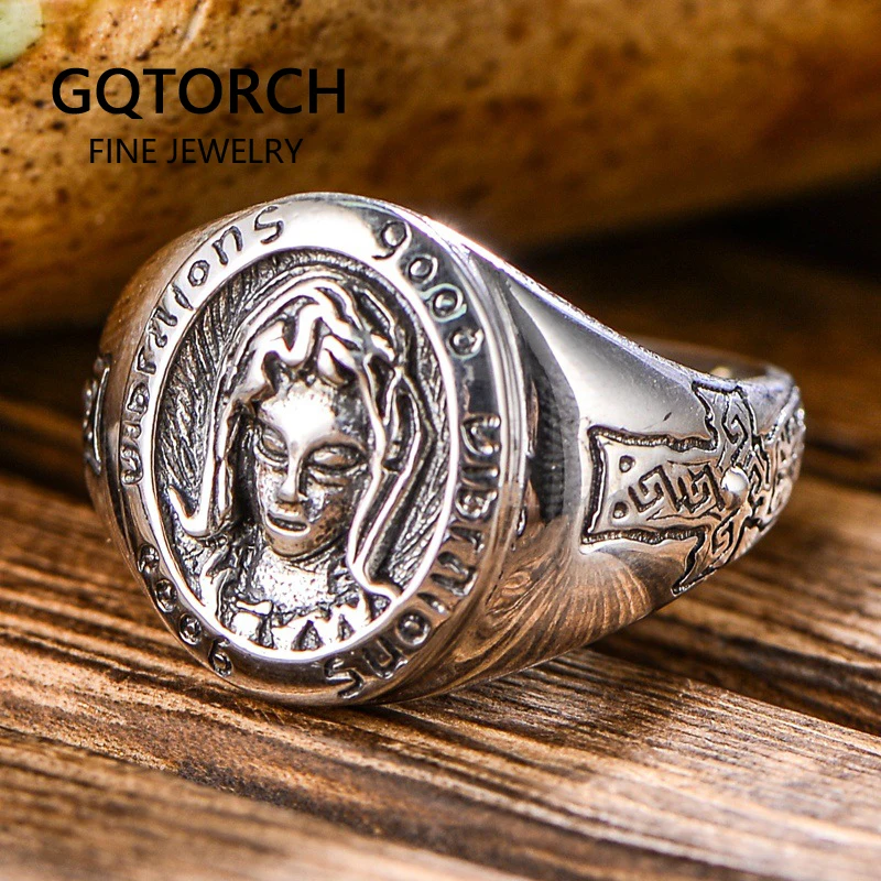 Гарантированное 925 пробы Серебряное Девы Марии кольца для мужчин и женщин крест