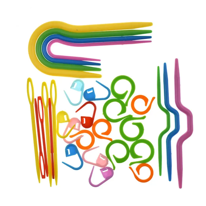

53pcs/lot 5 Set ABS Plastic Knitting Cable Needles Stitch Markers Smooth U Crochet Hook And L Needles Markers Sewing Accessories