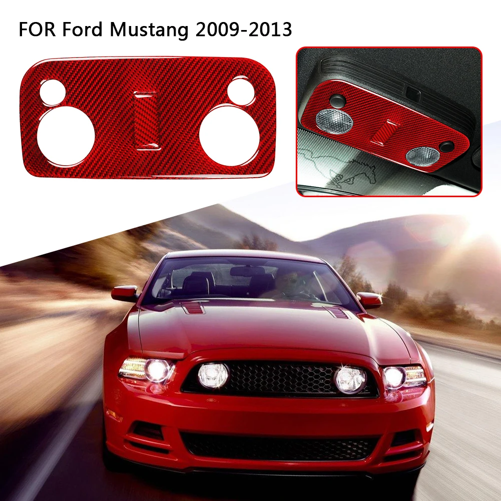 

Real Carbon Fiber Car Roof Reading Light Lamp Frame Trim Cover Sticker for Ford Mustang 2009-2013