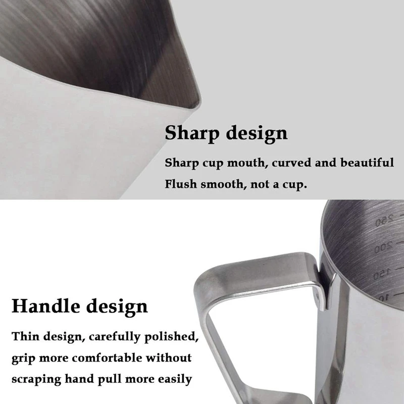 

Handheld Coffee Creamer Milk Frothing Pitcher Jug Cup & 53mm Coffee Tamper Barista Calibrated Espresso Coffee Powder