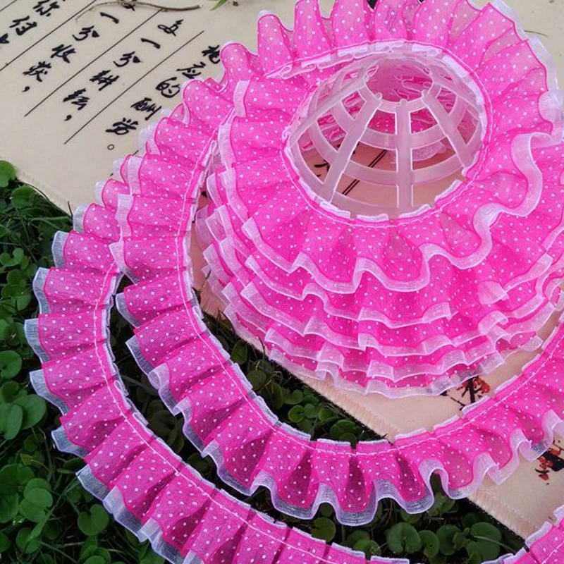 1 м оранжевый зеленый горошек кружевная ткань лента 3D отделка 2 5 см кружева