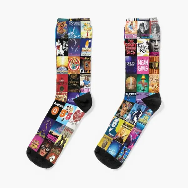 

Broadway Theater Crew Socks Funny Winter Autumn Cute Pattern Breathable Unisex Black Girls Comfortable Ladies Short Best Sports