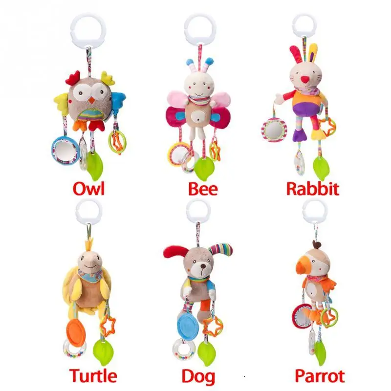 

Cute Newborn Soft Plush Crib Stroller Baby Toys 0-12 Months Bed Stroller Cartoon Animal Hanging Rattle Doll Educational Toy Gift