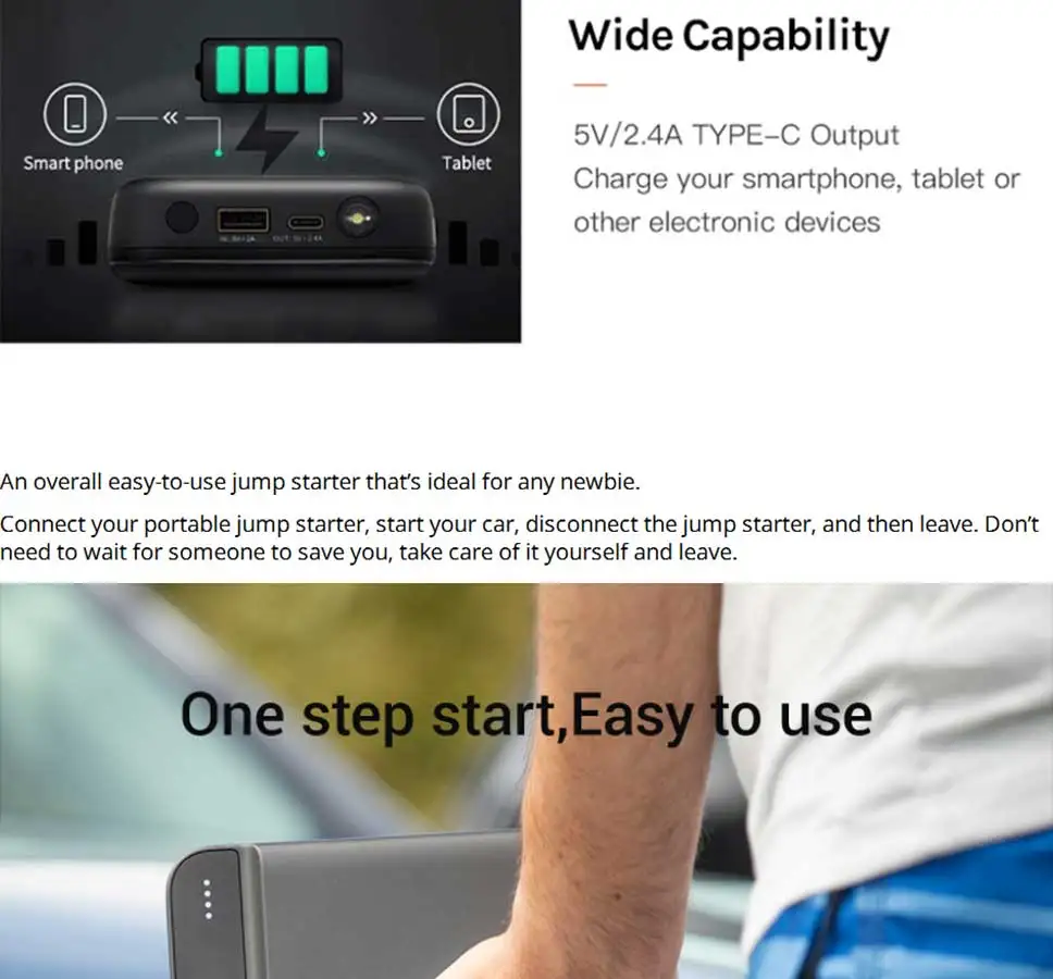 70mai автомобильное пусковое устройство power Bank 600A портативное автомобильное зарядное устройство 12В пусковое устройство бензиновый дизельный автомобильный стартер