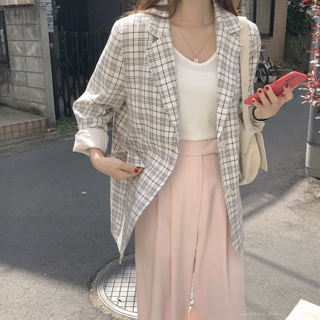 Весенние женские блейзеры тонкие однобортные пальто с длинным рукавом и