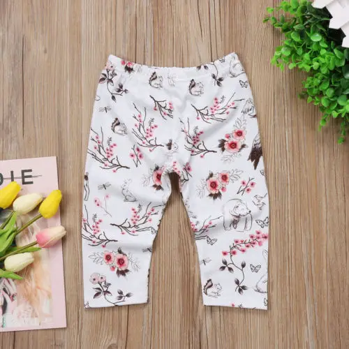 Штаны для новорожденных девочек одежда с цветочным рисунком леггинсы хлопковые