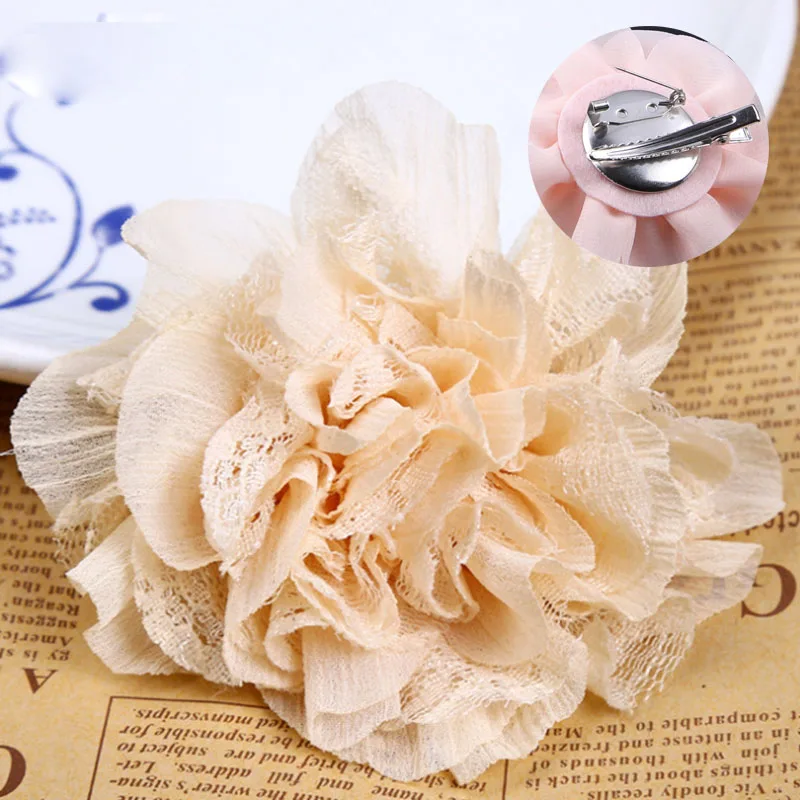 Элегантная двухцелевая кружевная ткань ручной работы цветок женские заколки для