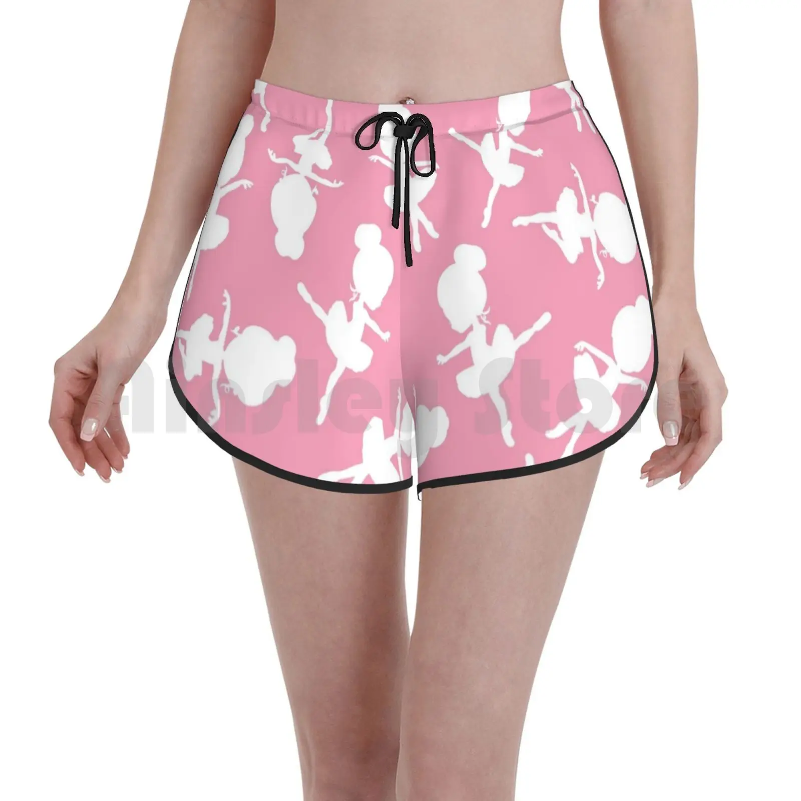 

Силуэты балерины, розовые шорты для плавания с рисунком балерины, женские пляжные шорты, балерины, силуэты балерины