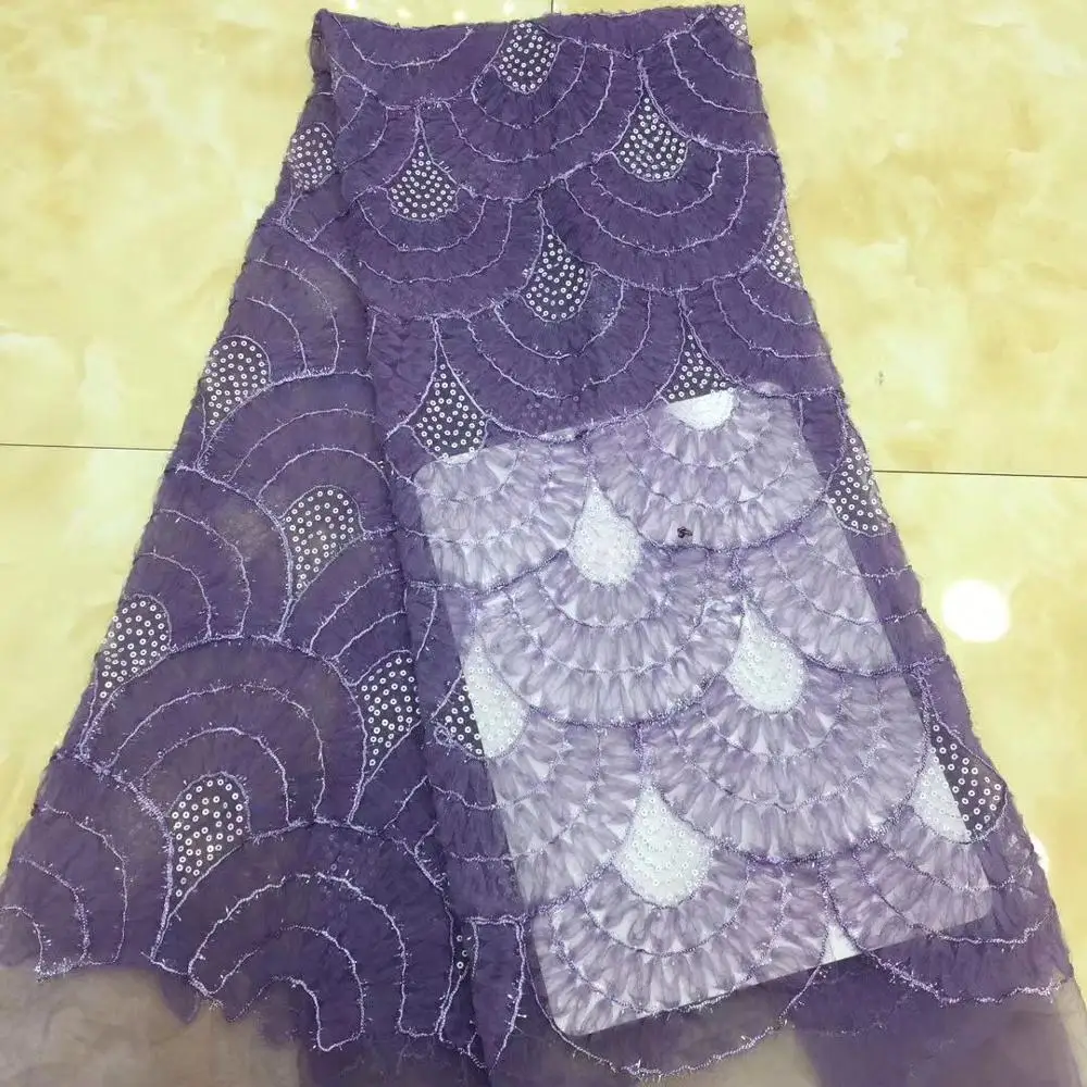 

Yellow Embroidery French Net Lace Fabric Tulle Material For Evening Dress PAN354 (5Yards/lot)