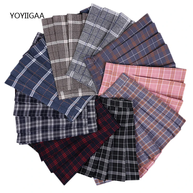 

Женская модная плиссированная мини-юбка в стиле Харадзюку, клетчатая юбка с высокой талией, летние милые женские мини-юбки, повседневная ко...