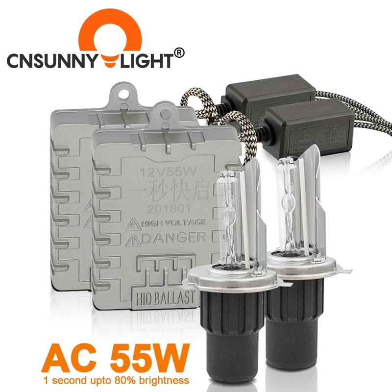 CNSUNNYLIGHT 1 s Быстрый Яркий 55 Вт ксенон HID H7 H4 H11 Супер фары 3000k 4300K 6000K 8000K H1 9005 9006 880 H3