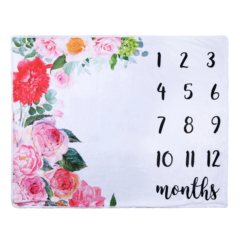 

Flannel Milestone Blanket Baby Photography Cute Elephant Flower Plant Background Cloth Newborn Monthly Photo Blanket Mat H055