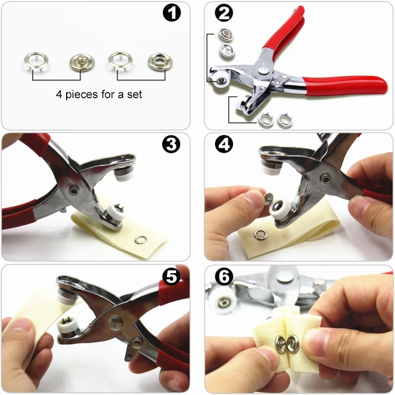 9.5mm Diameter Snap Fasteners Tool Kit With Hand Pressing Pliers For Bibs Rompers Baby Clothes DIY Projects 200PCS hot | Дом и сад
