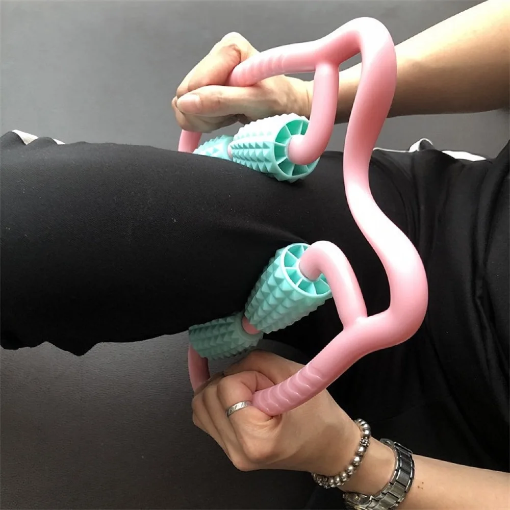 

U Shape Trigger Point Massage Roller for Arm Leg Neck Muscle Tissue for Fitness Gym Yoga Pilates Sports 4 Wheel Face Lift Tool