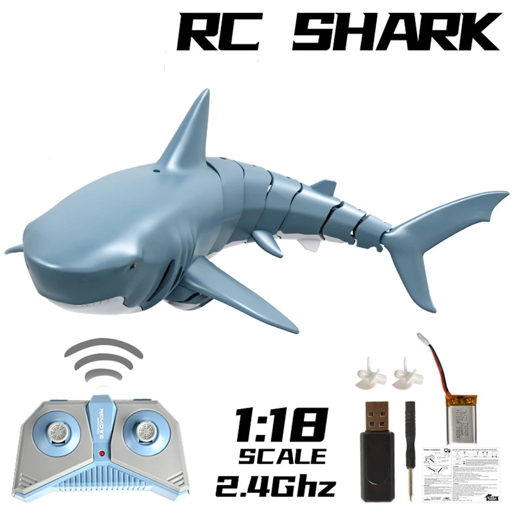 

2.4G Bionic Simulation Remote Control Shark Toy, Rechargeable Electric Toy RC Shark Pool Toys for Kids