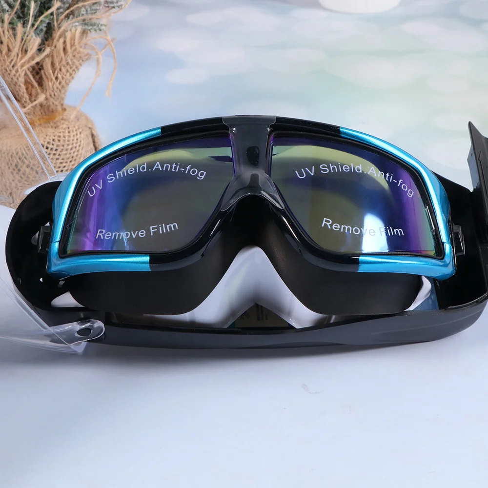

1Pc Swimming Goggles Electroplate Goggles Silica Frame Goggles Swim Antifogging Glasses Head-mounted Goggles (Red Black)