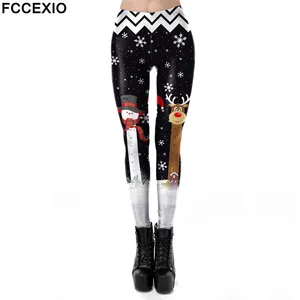 Рождественские леггинсы FCCEXIO для женщин, леггинсы на День Святого Патрика, тренировочные леггинсы с 3D принтом, праздничные леггинсы, эластичные тонкие женские леггинсы
