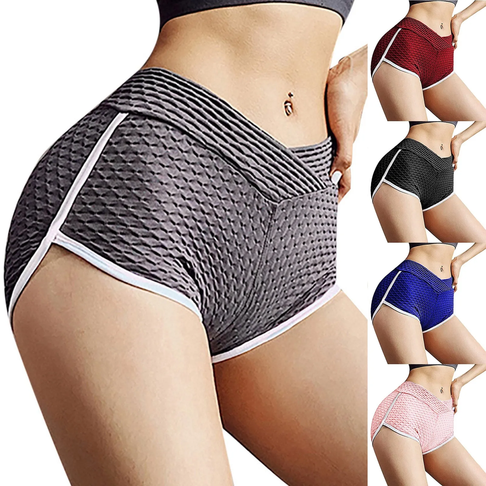 

Training Yoga Shorts Ruched Solid Jogging Sports Pants Hip Lifting Leggings Mid Waist Leggins Fitness Skinny Shorts Female A50